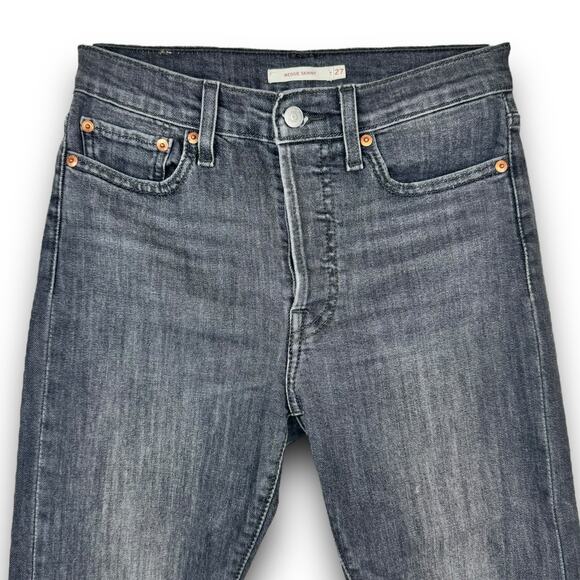Levis Womens Wedgie Skinny Jeans Faded Black Gray Jeggings Button Fly Size 27 - Picture 2 of 8